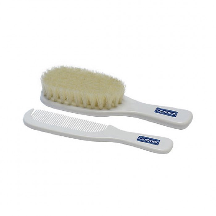 Optimal Baby Brush and Comb Set White