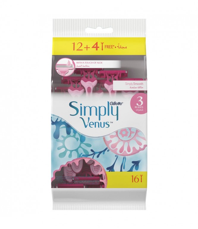 Gillette Venus Simply Disposable Razor for Women 12+4 Free