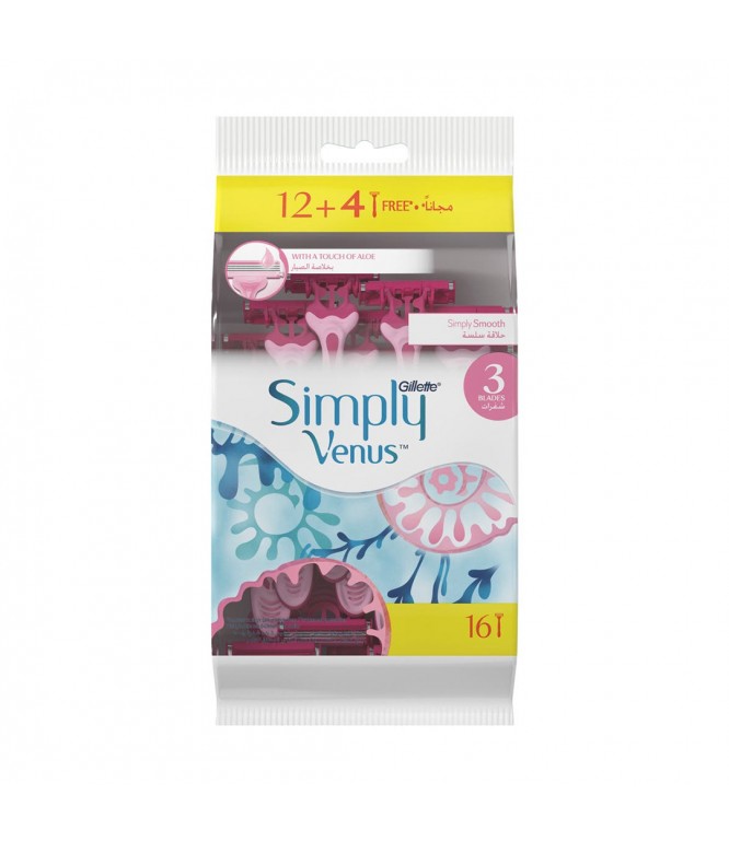 Gillette Venus Simply Disposable Razor for Women 12+4 Free