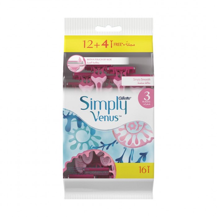 Gillette Venus Simply Disposable Razor for Women 12+4 Free