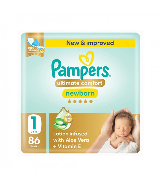 Pampers Ultimate Comfort Diapers Size 1 Jumbo 86 Pcs