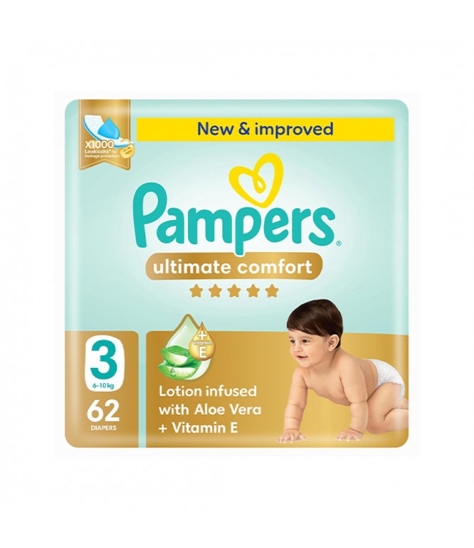 Pampers Ultimate Comfort Diapers Size 3 Jumbo 62 Pcs