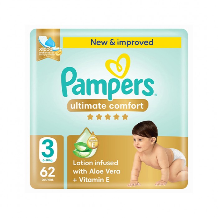 Pampers Ultimate Comfort Diapers Size 3 Jumbo 62 Pcs