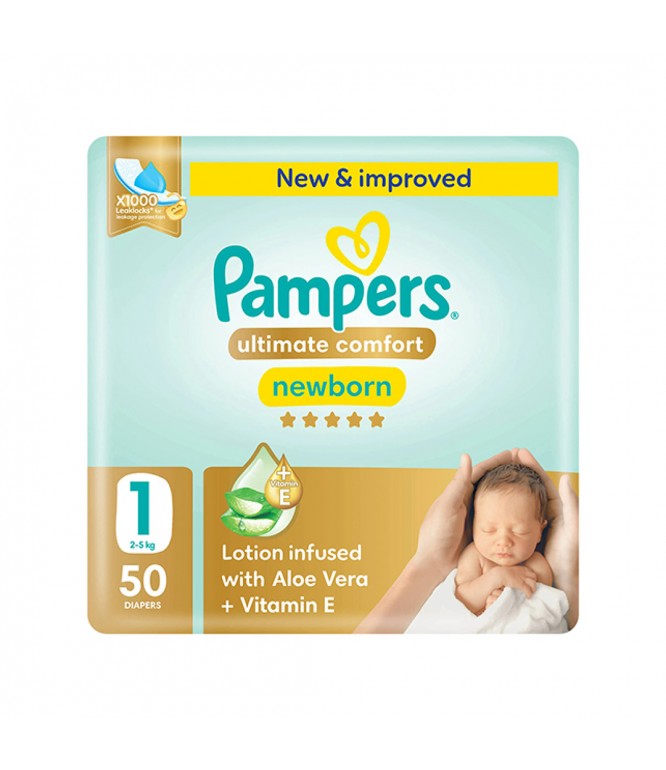 Pampers Ultimate Comfort Diapers Size 1 Jumbo 50 Pcs