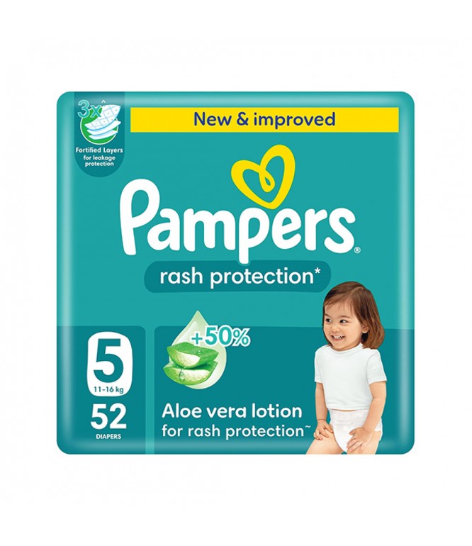 Pampers Rash Protection Diapers Size 5 Mega Pack 52 Pcs