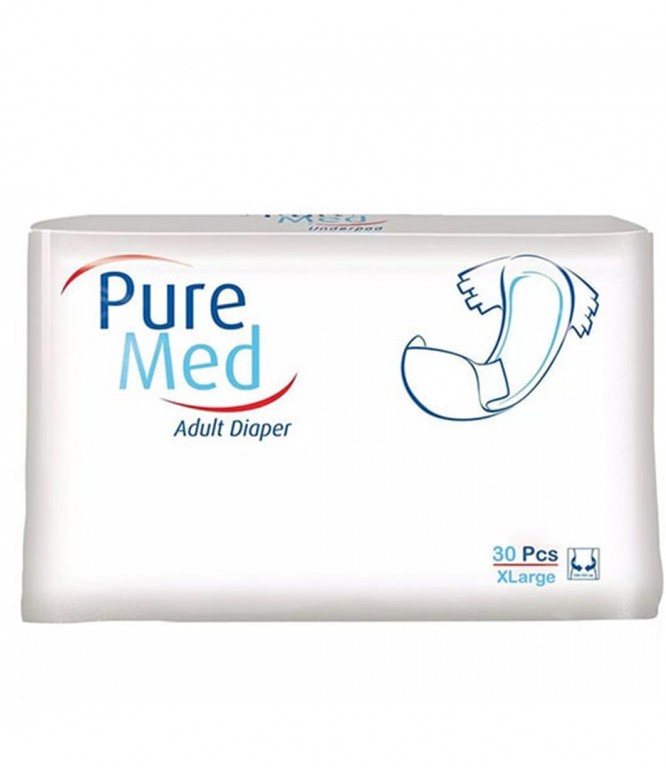 Pure Med Adult Diapers XLarge Size 30 Pcs