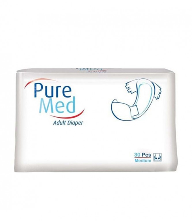 Pure Med Adult Diapers Medium Size 30 Pcs
