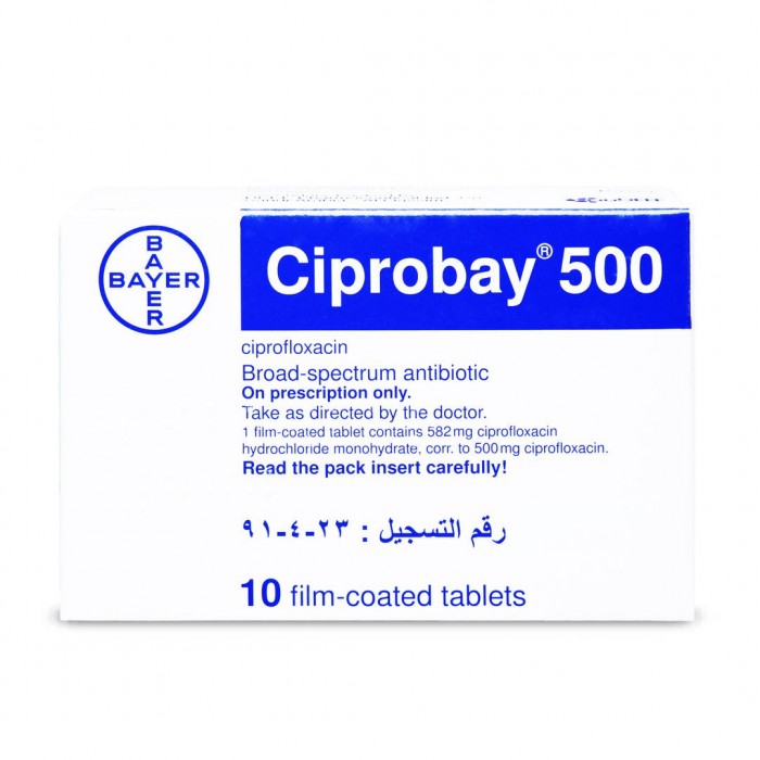 Ciprobay 500 Mg Ciprofloxacin 10 Tablets