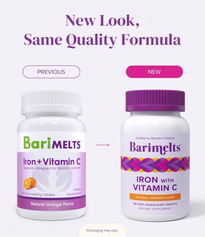 BariMelts Iron + Vitamin C - Orange-Flavored Fast-Melting 90 Tablets