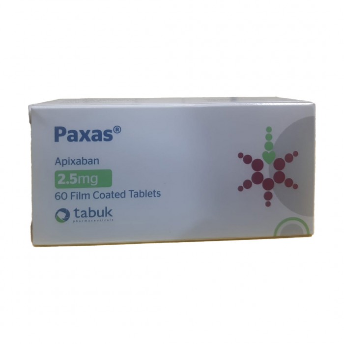 Paxas Apixaban 2.5mg Anticoagulant 60 Tablets