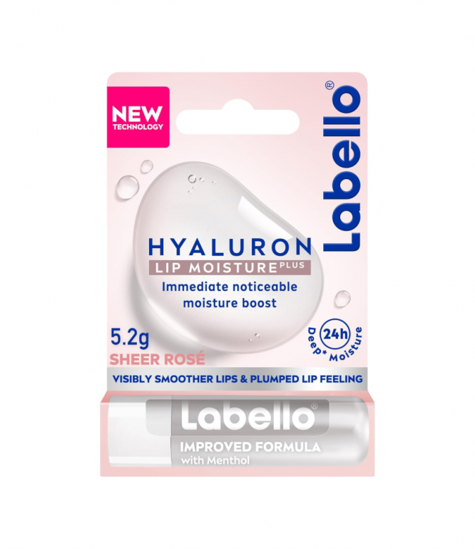 Labello Lip Balm, HYALURON Lip Moisture Plus, Sheer Rosé, 5.2g