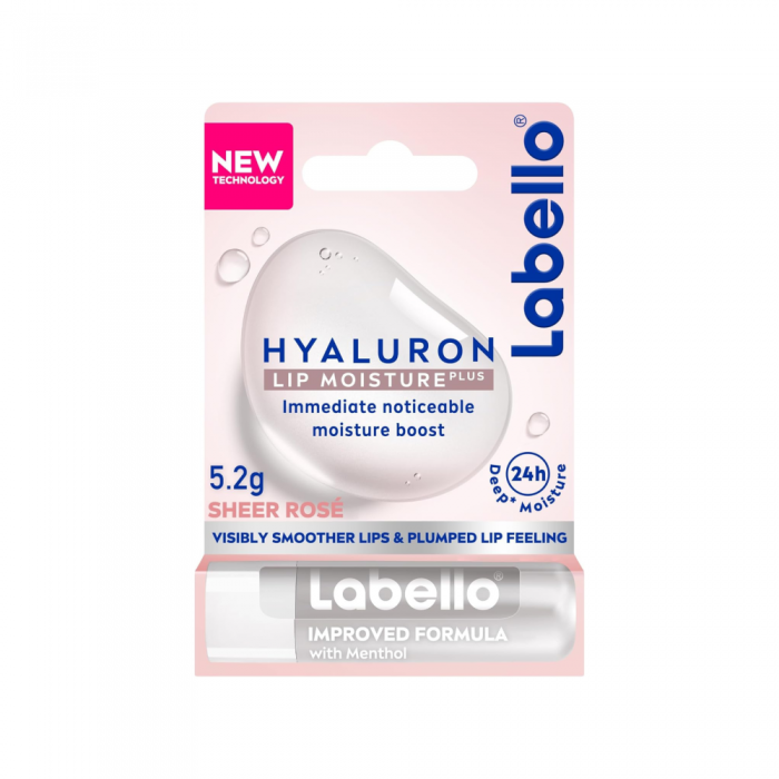 Labello Lip Balm, HYALURON Lip Moisture Plus, Sheer Rosé, 5.2g