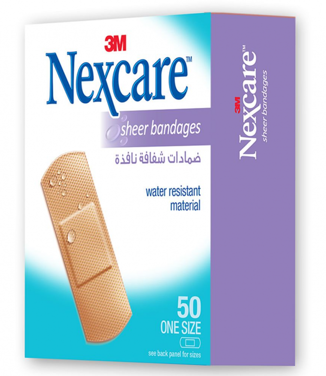 Nexcare 3M Sheer Bandage Water Resistant One Size 50 Pcs