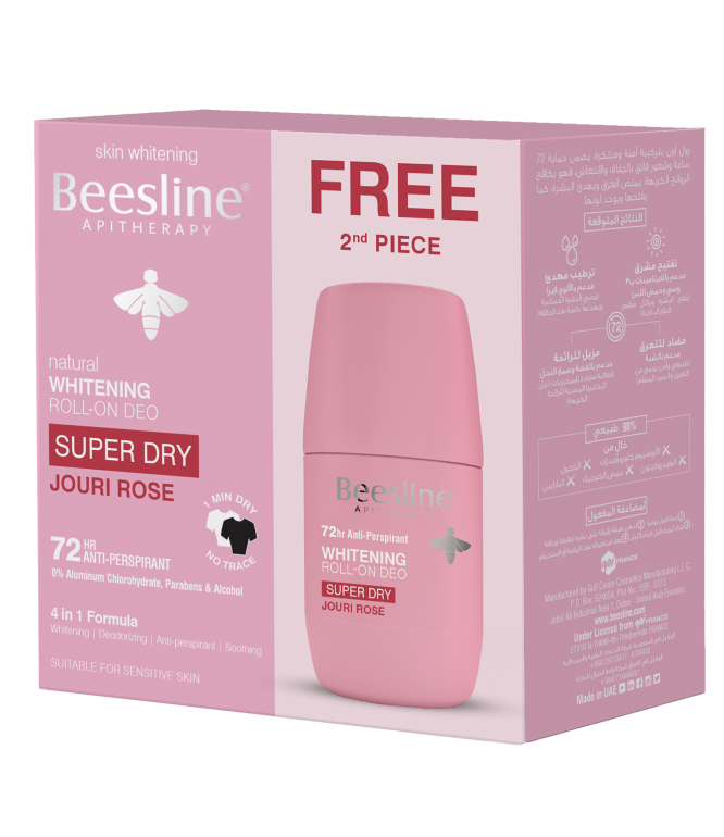 beesline whitening roll on jouri rose super dry 50ML 1+1 Free