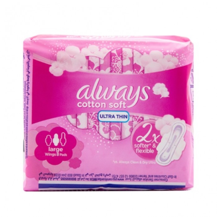 Always Cotton Soft Ultra Thin Sanitary Pads Large With Wings 8Pieces