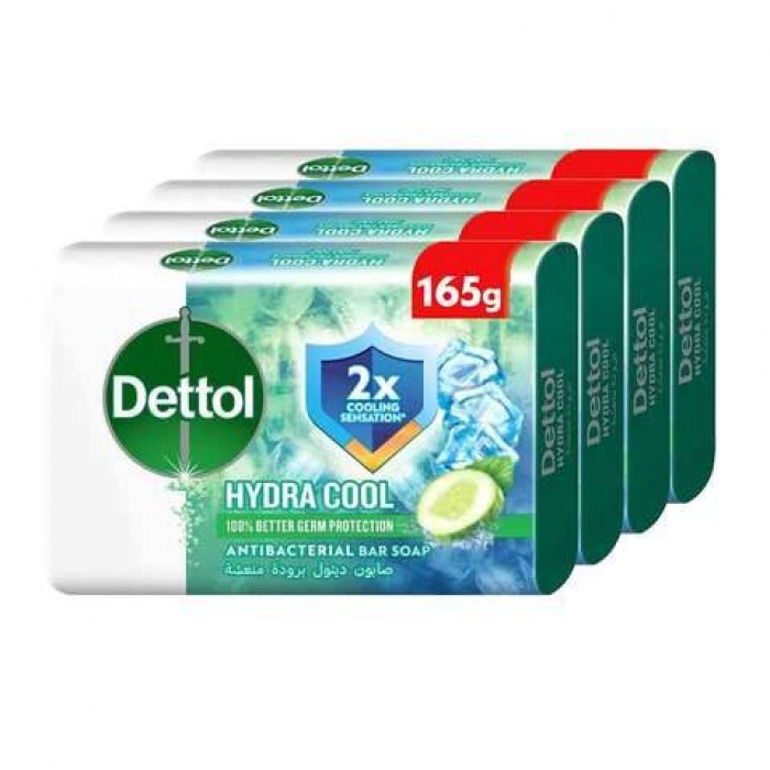 Dettol Hydra Cool Antibacterial Soap Bar Cucumber Fragrance 4X165 g – Cooling Refresh