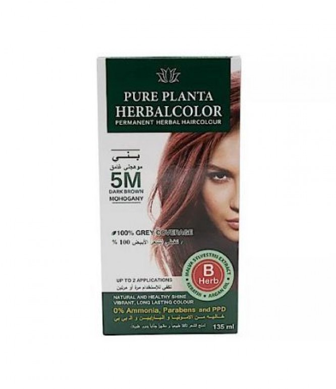 5M Pure Planta Herbal Color Hair Dye Dark Mohagany Brown 1Piece