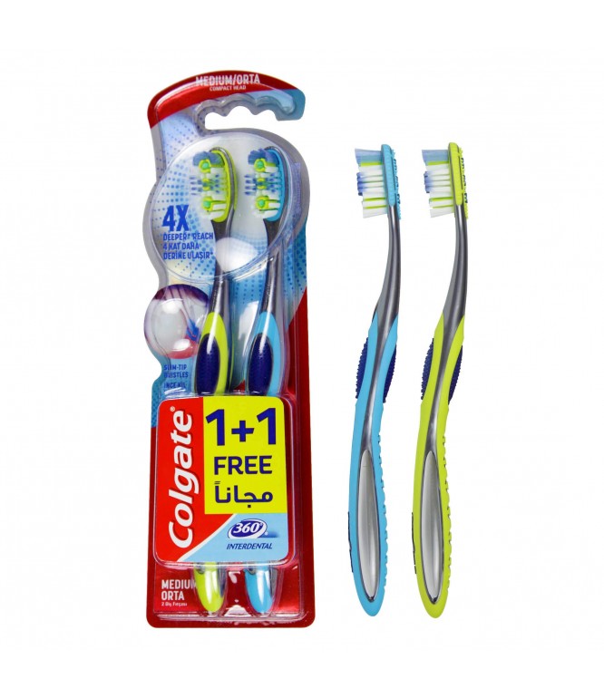 Colgate Interdental 360 Toothbrush Medium 2pieces