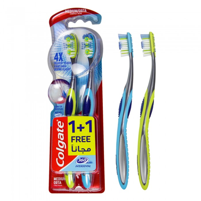 Colgate Interdental 360 Toothbrush Medium 2pieces