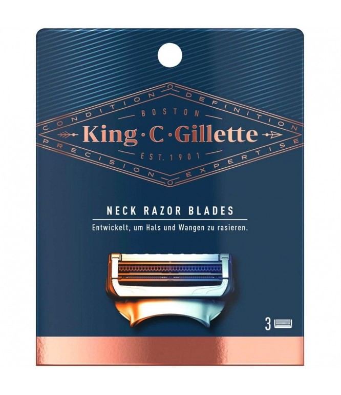 King C. Gillette Men's Neck Shaving Razor Blade with Skinguard 3pieces
