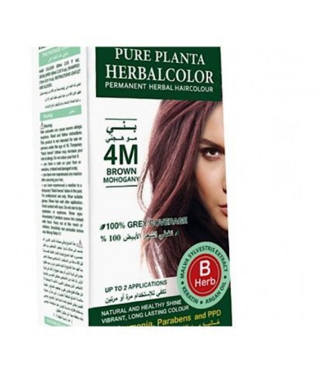 PURE PLANTA Herbal Hair Colour 4M Mahogany Brown – 135ml