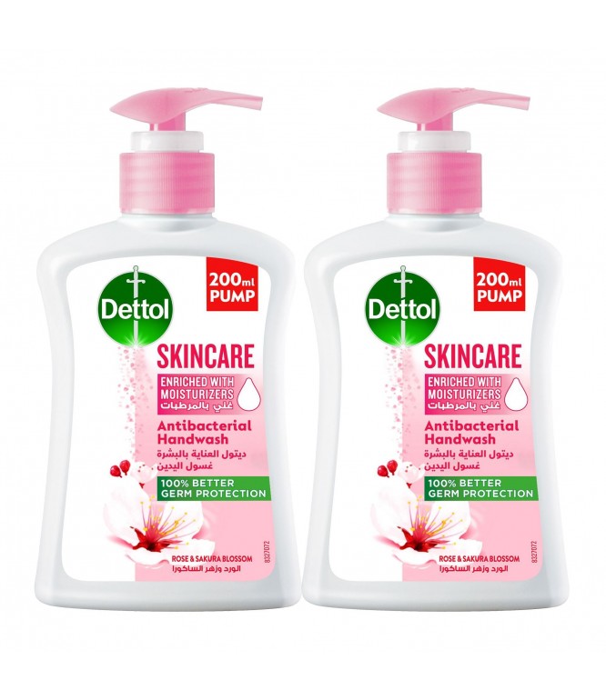 Dettol Skincare Hand Wash Liquid Soap Rose and Sakura Blossom 2×200Ml
