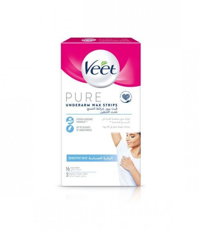 Veet Pure Underarm Wax Strips 16 Pieces

