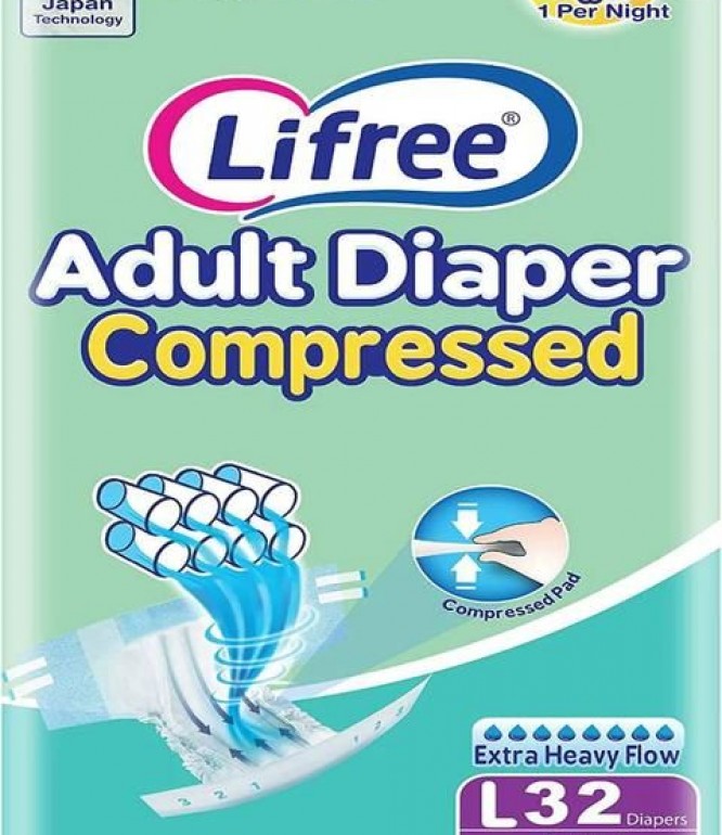 Lifree Tape Adult Diapers, Large, 32 Pieces