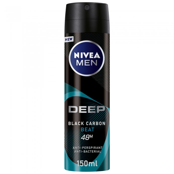 NIVEA MEN Antiperspirant Spray for Men, DEEP Beat Black Carbon 150 ml