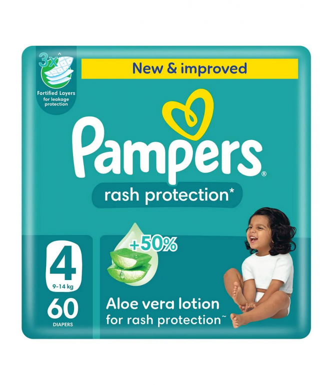 Pampers Baby Diapers Size-4- 60's