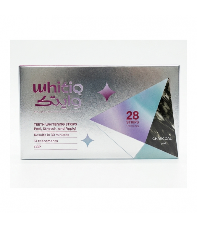 Whitiq PAP Dry Adhesion Teeth Whitening Strips Charcoal Peroxide Free 28 Pieces