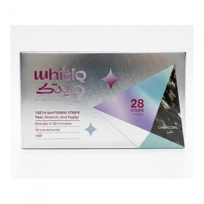 Whitiq PAP Dry Adhesion Teeth Whitening Strips Charcoal Peroxide Free 28 Pieces