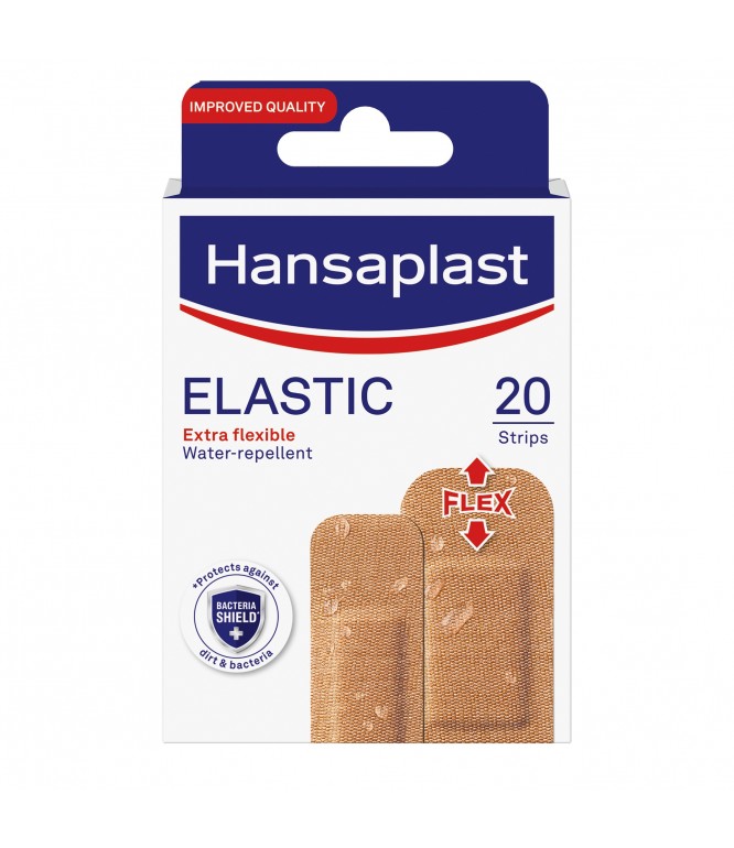 Hansaplast Elastic Plasters, Extra Flexible & Breathable, 20 Strips (2 sizes)