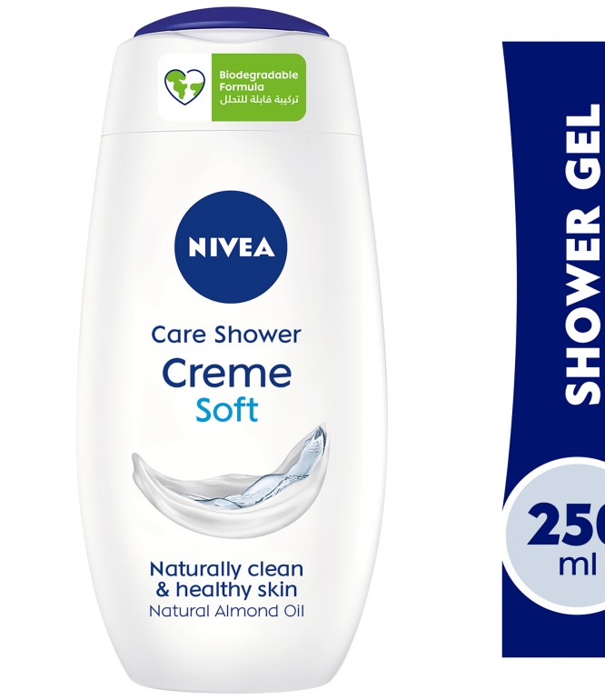 NIVEA Shower Gel Body Wash, Creme Soft Almond Oil Mild Scent, 250ml