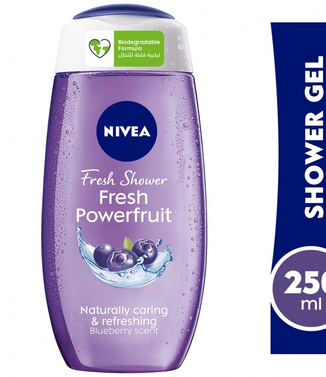 NIVEA Shower Gel Body Wash, Fresh Powerfruit Antioxidants Blueberry Scent, 250ml