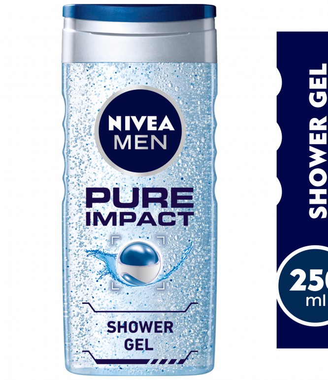 NIVEA MEN 3in1 Shower Gel, Pure Impact Fresh Scent, 250ml