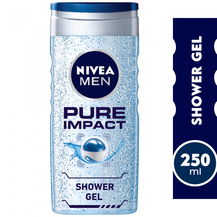 NIVEA MEN 3in1 Shower Gel, Pure Impact Fresh Scent, 250ml