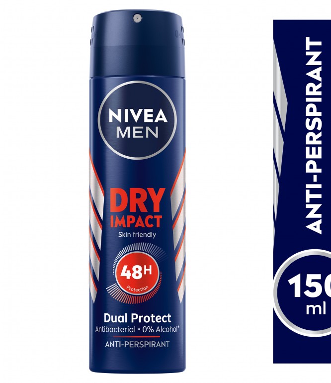 NIVEA MEN Antiperspirant Spray for Men, 48h Protection, Dry Impact, 150ml