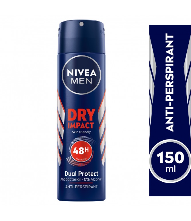 NIVEA MEN Antiperspirant Spray for Men, 48h Protection, Dry Impact, 150ml