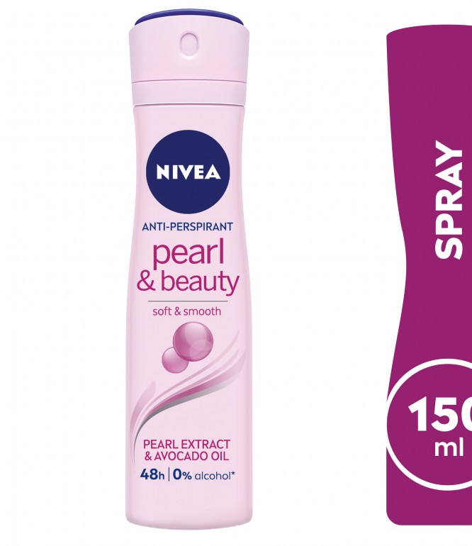NIVEA Antiperspirant Spray for Women, 48h Protection, Pearl & Beauty, 150ml