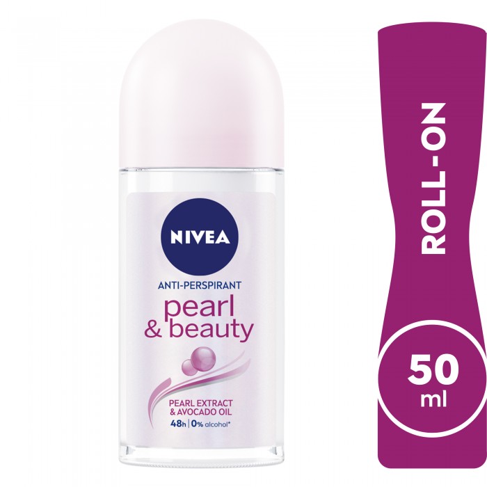 NIVEA Antiperspirant Roll-on for Women, 48h Protection, Pearl & Beauty, 50ml