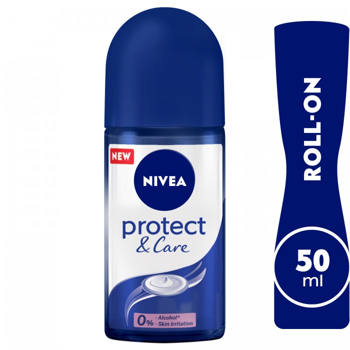 NIVEA Antiperspirant Roll-on for Women, 48h Protection, Protect & Care No Ethyl Alcohol, 50ml
