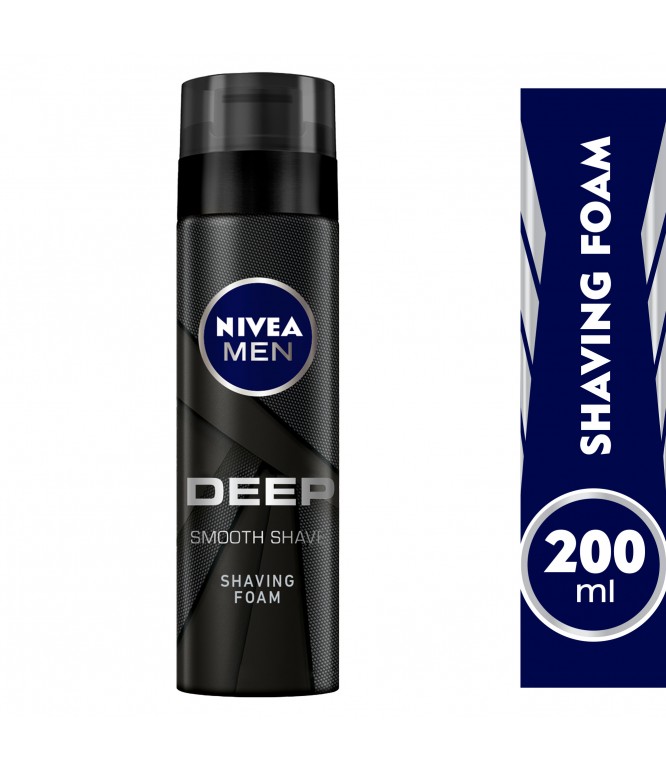 NIVEA MEN Shaving Foam, DEEP Smooth Shave Antibacterial Black Carbon, 200ml