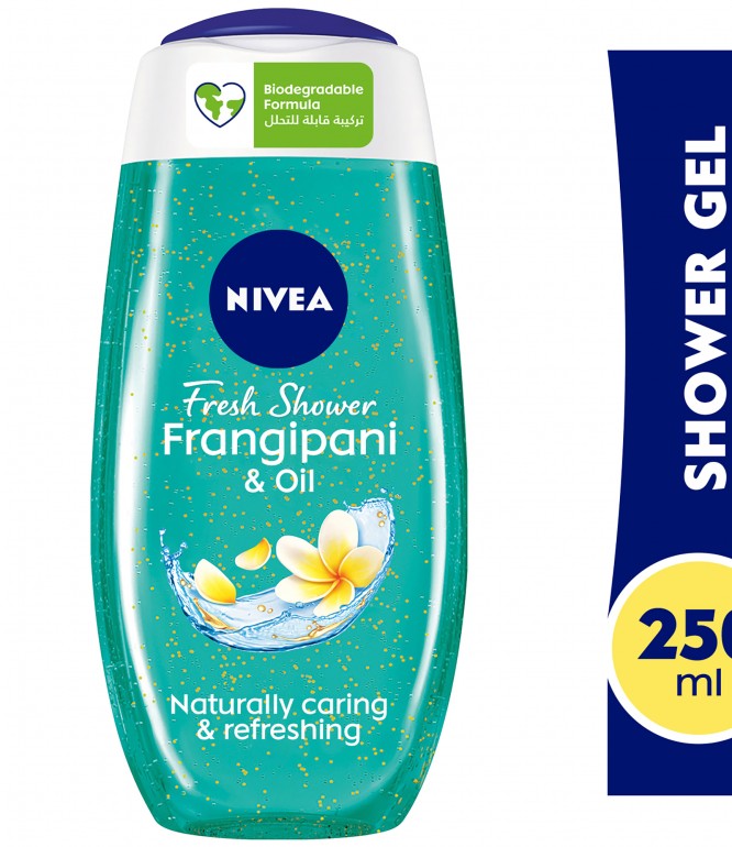NIVEA Shower Gel Body Wash, Frangipani & Oil Caring Oil Pearls Frangipani Scent, 250ml