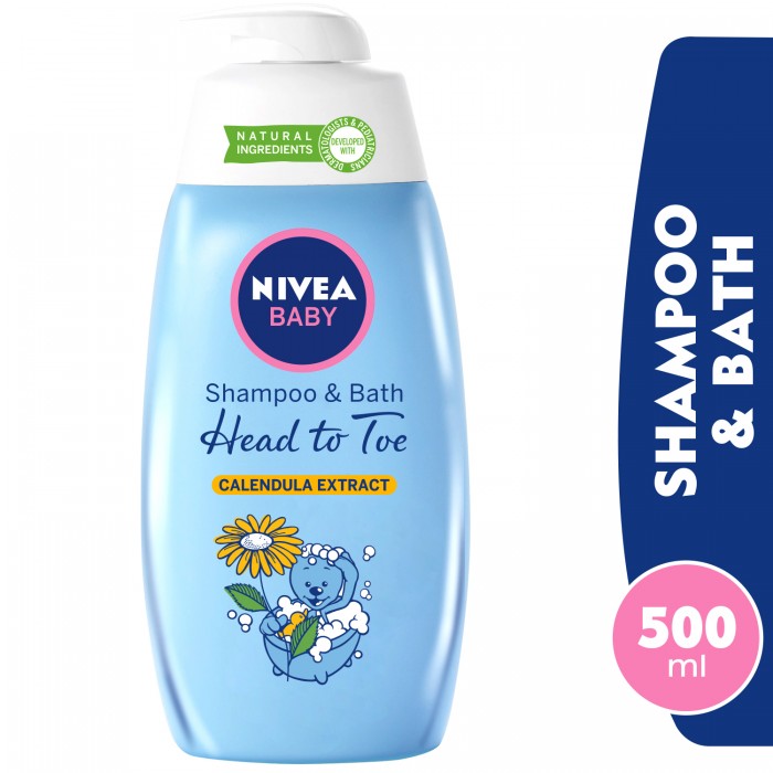 NIVEA Baby Bath Shampoo, Head To Toe Calendula Extract, 500ml