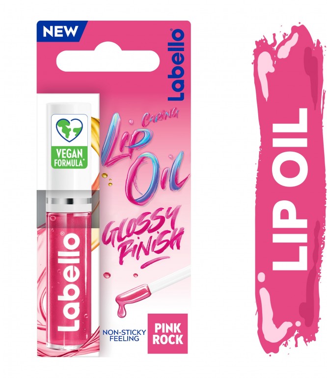 Labello Lip Oil, Moisturising Lip Care Glossy Finish, Pink Rock, 5.5 ml
