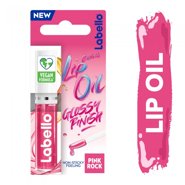 Labello Lip Oil, Moisturising Lip Care Glossy Finish, Pink Rock, 5.5 ml