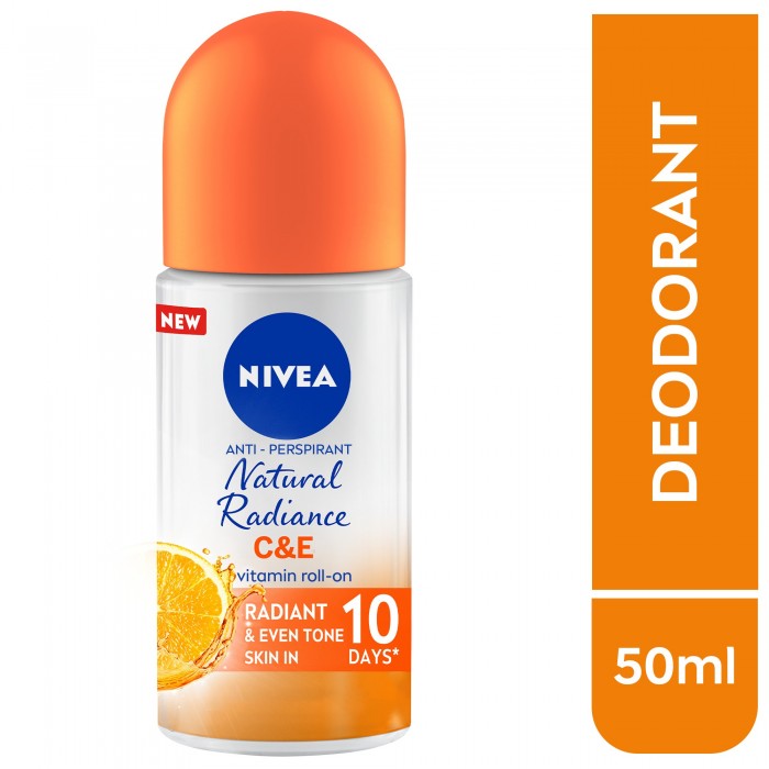 NIVEA Natural Radiance Vitamin C&E, Anti-perspirant for Women, Roll-on 50ml