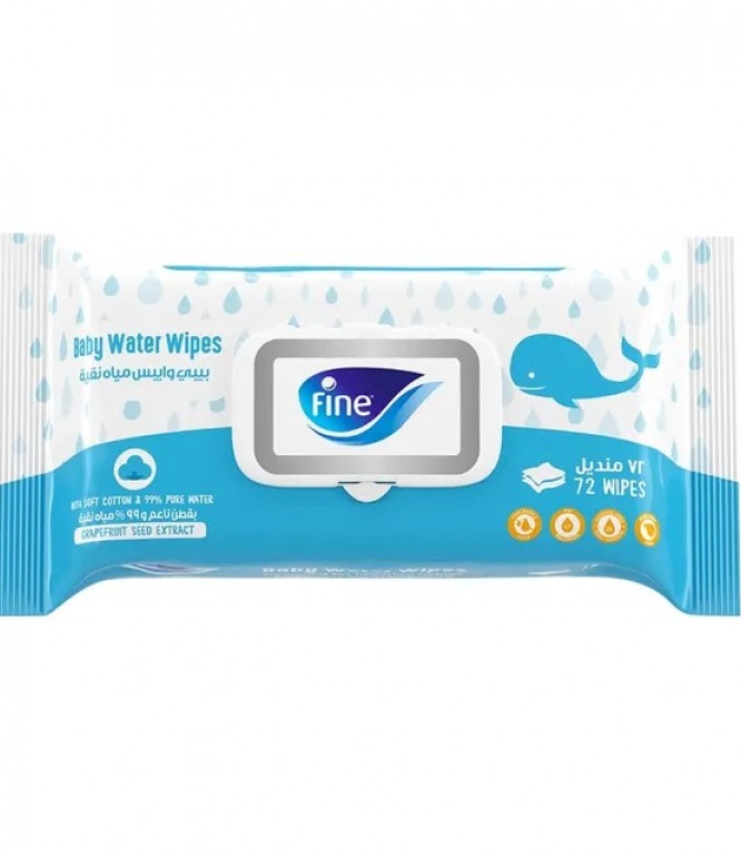 Fine Baby Wipes Water 72's