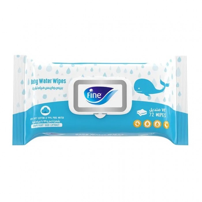 Fine Baby Wipes Water 72's